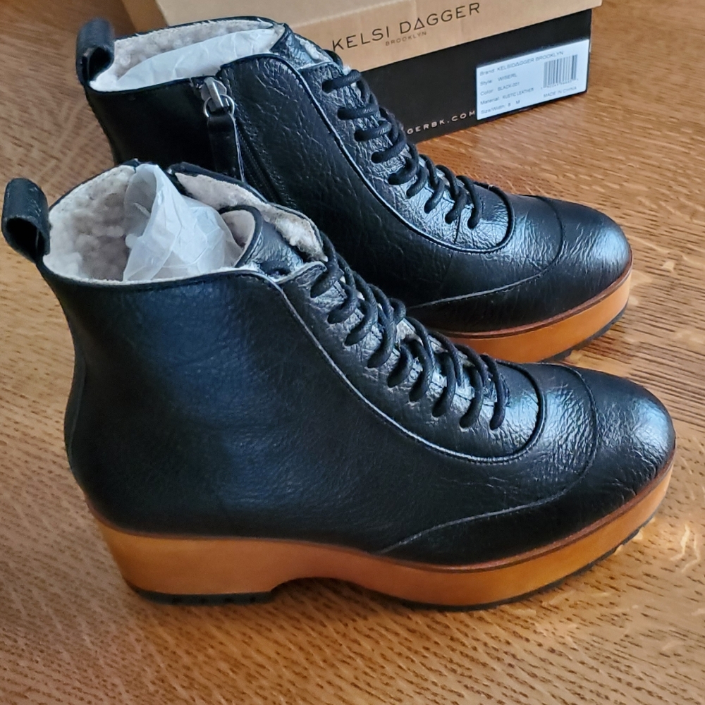 Kelsi Dagger Brooklyn Wise Lace-up Clog Boots - black - Picture 7 of 12